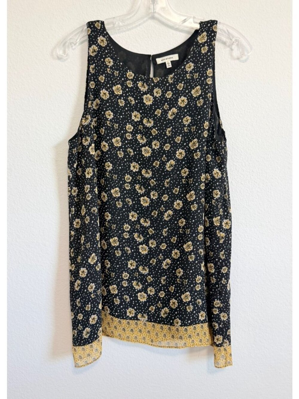 Max Studio Sleeveless Round Neck A-Line Floral Blouse Women's Size L